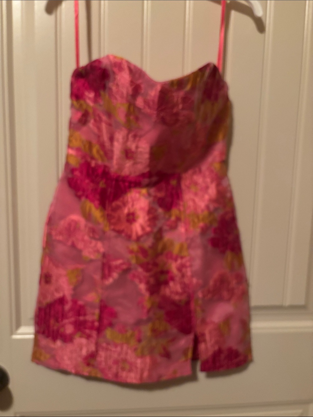 Selfie Leslie ' Pink brocade strapless Floral Party Dress XS